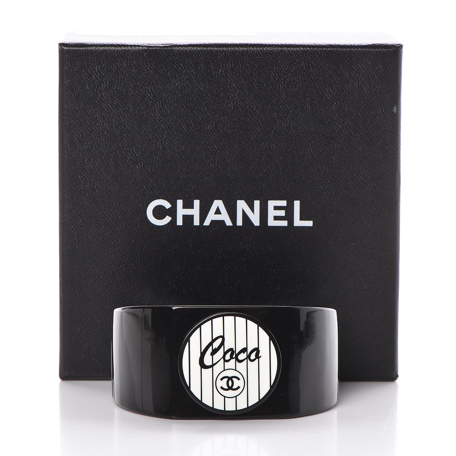 Chanel Resin Coco Cuff Black White 6 of 6