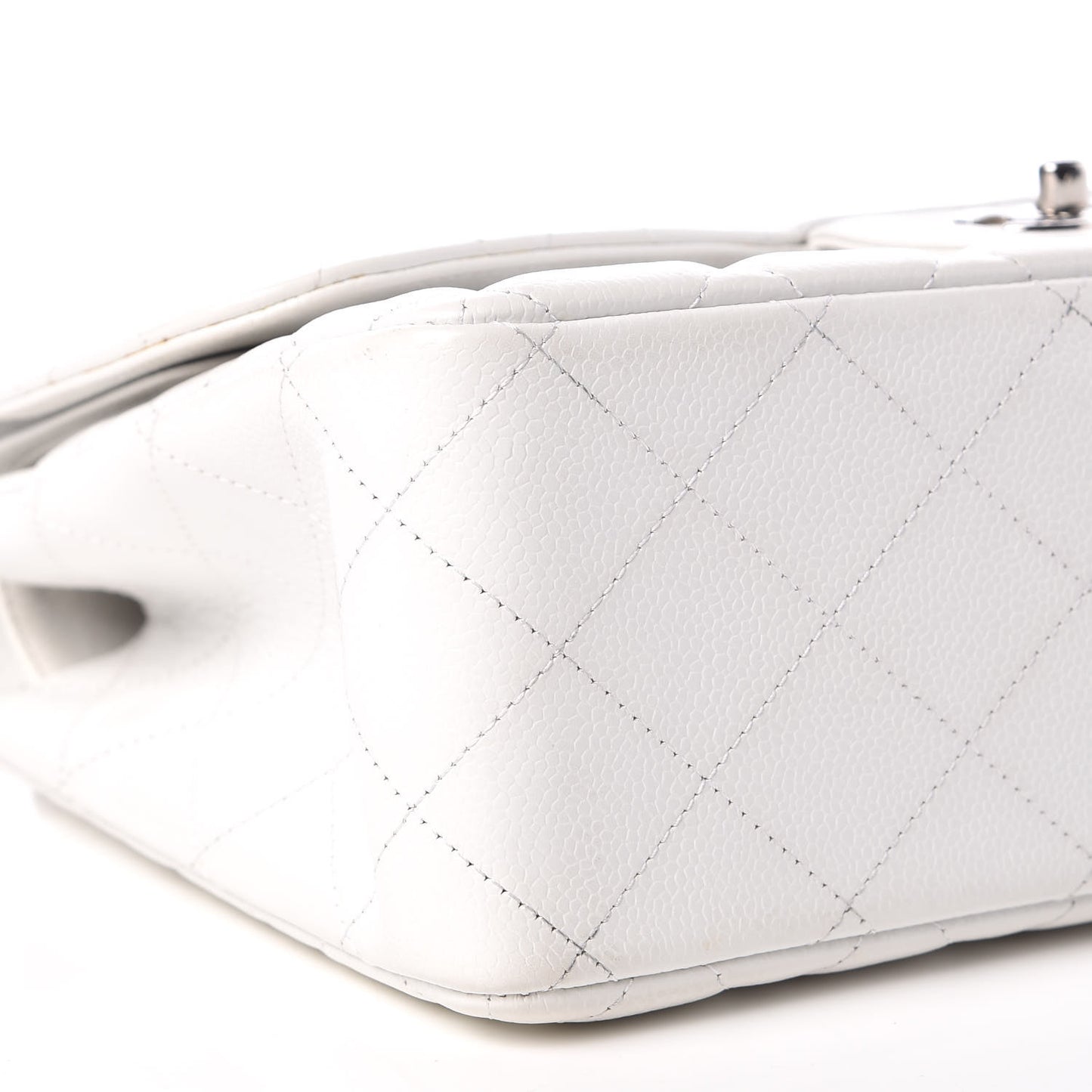 Caviar Quilted Jumbo Double Flap White
