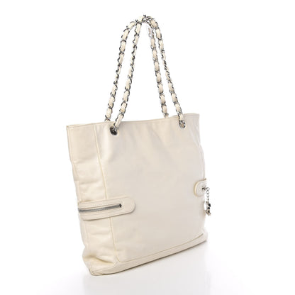 Chanel Calfskin Large Expandable Paris London Tote Bag White 3 of 17