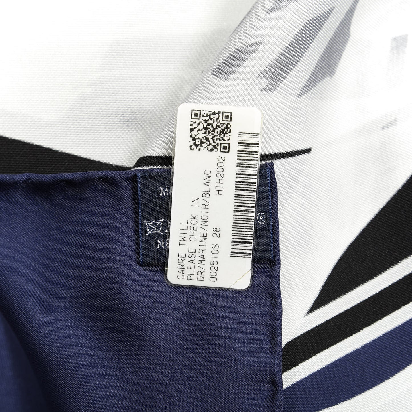 Silk Please Check In Scarf 90 Marine Black White