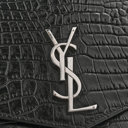 Saint Laurent Calfskin Crocodile Embossed Monogram Mini Uptown Crossbody Black 16 of 16