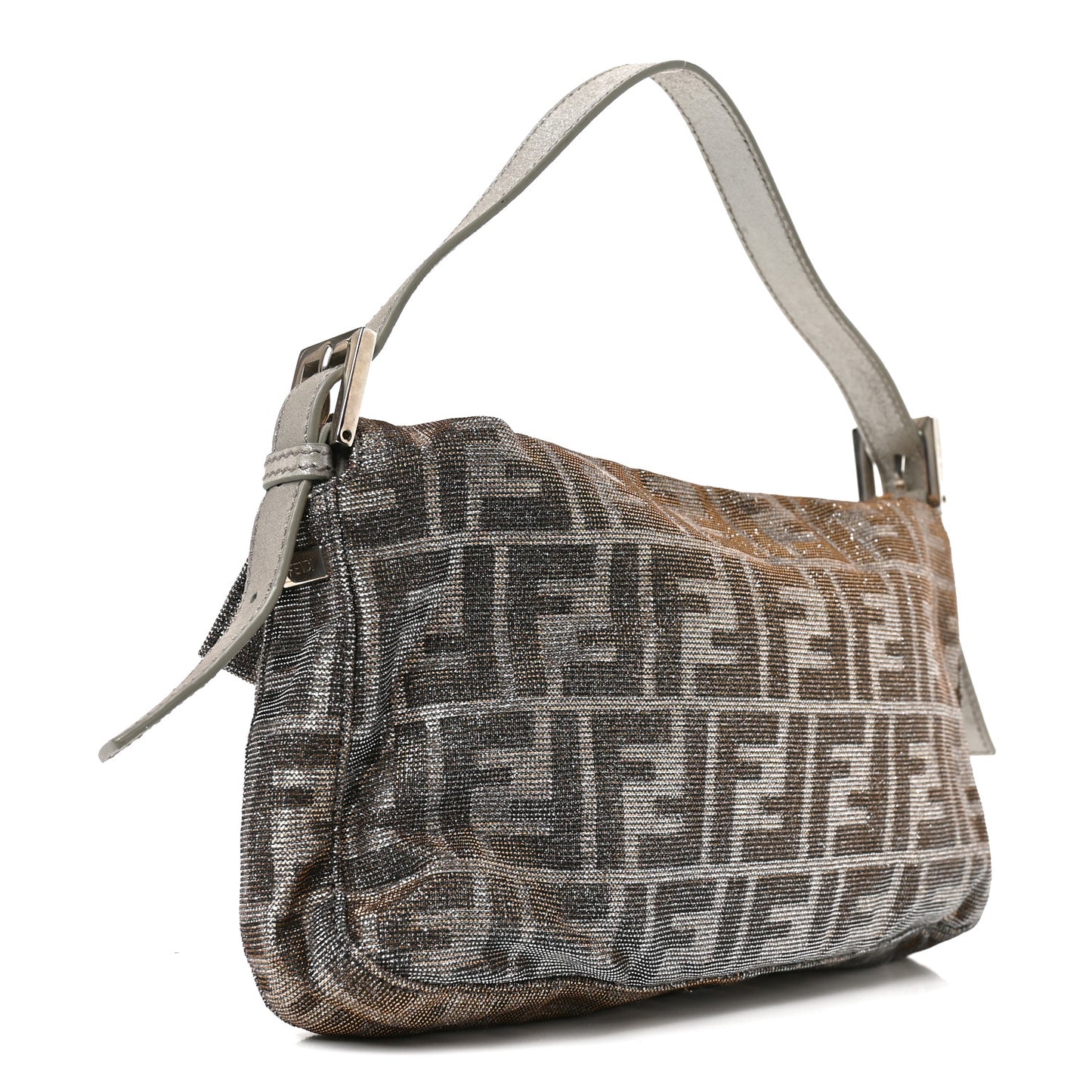Metallic Lurex Zucca Vitello Baguette Argento