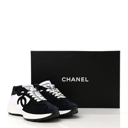 Chanel Suede Perforated Womens CC Sneakers 35.5 Black White 9 of 9