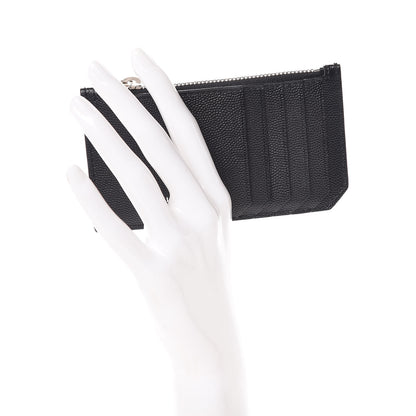 Saint Laurent Grained Calfskin 5 Fragments Zip Pouch Card Holder Black 2 of 8