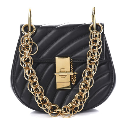 Chloe Calfskin Quilted Mini Drew Bijou Shoulder Bag Black 1 of 9