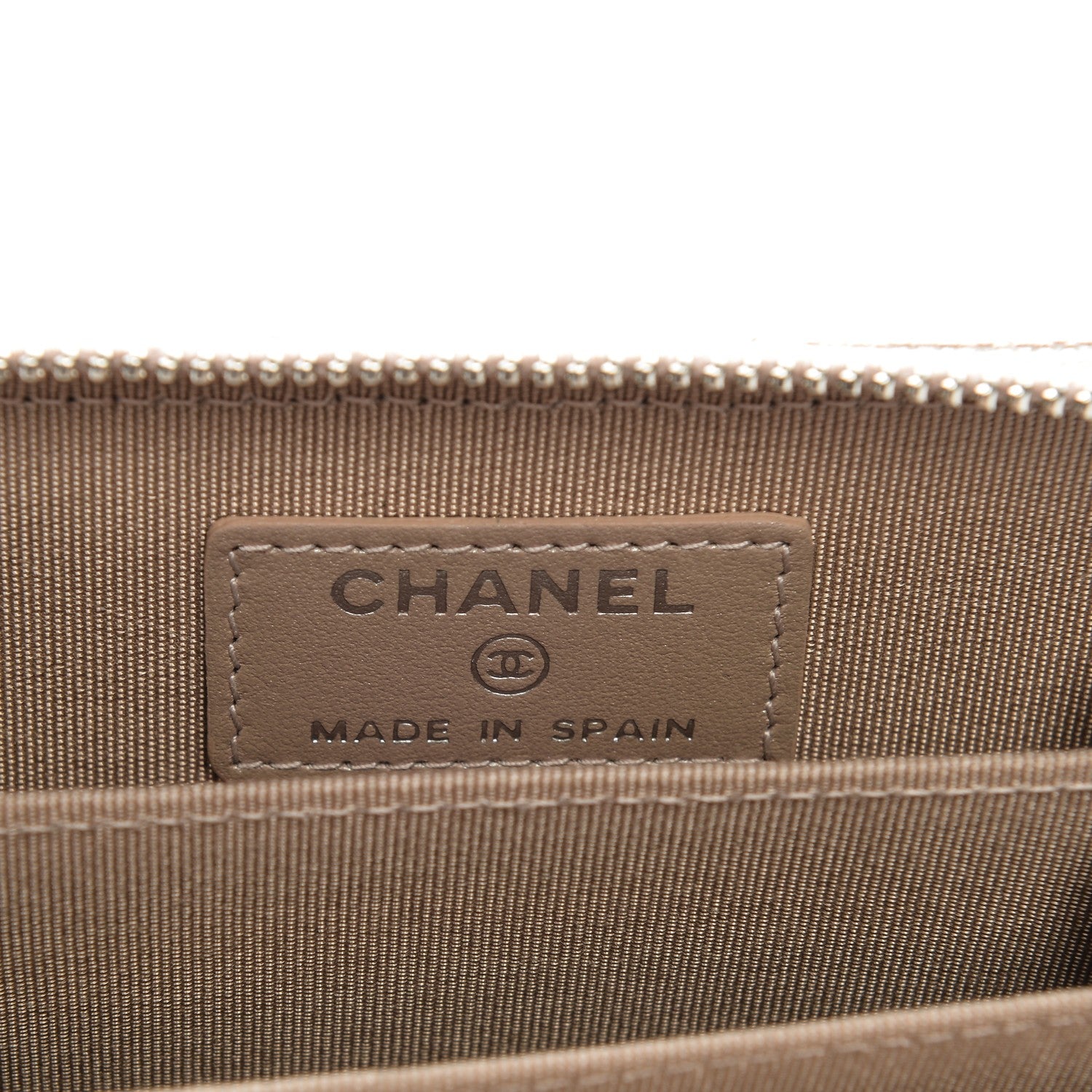 Chanel Metallic Caviar Chevron Quilted Zip Around Coin Purse Light Gold 6 of 7