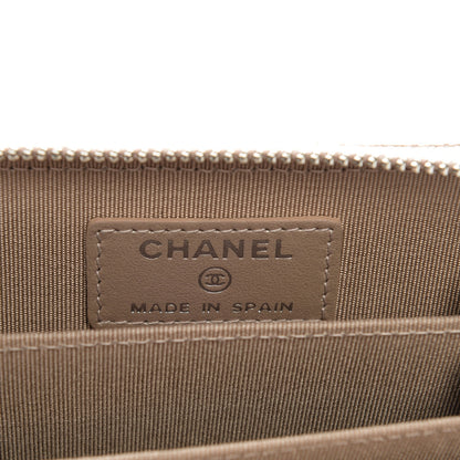 Chanel Metallic Caviar Chevron Quilted Zip Around Coin Purse Light Gold 6 of 7