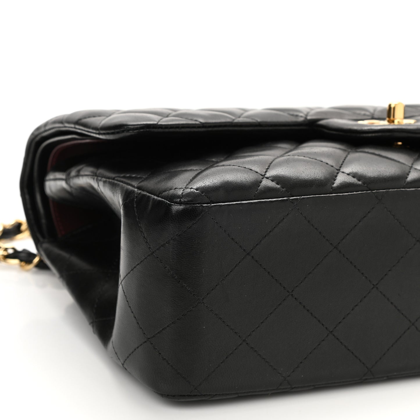 Lambskin Quilted Jumbo Double Flap Black