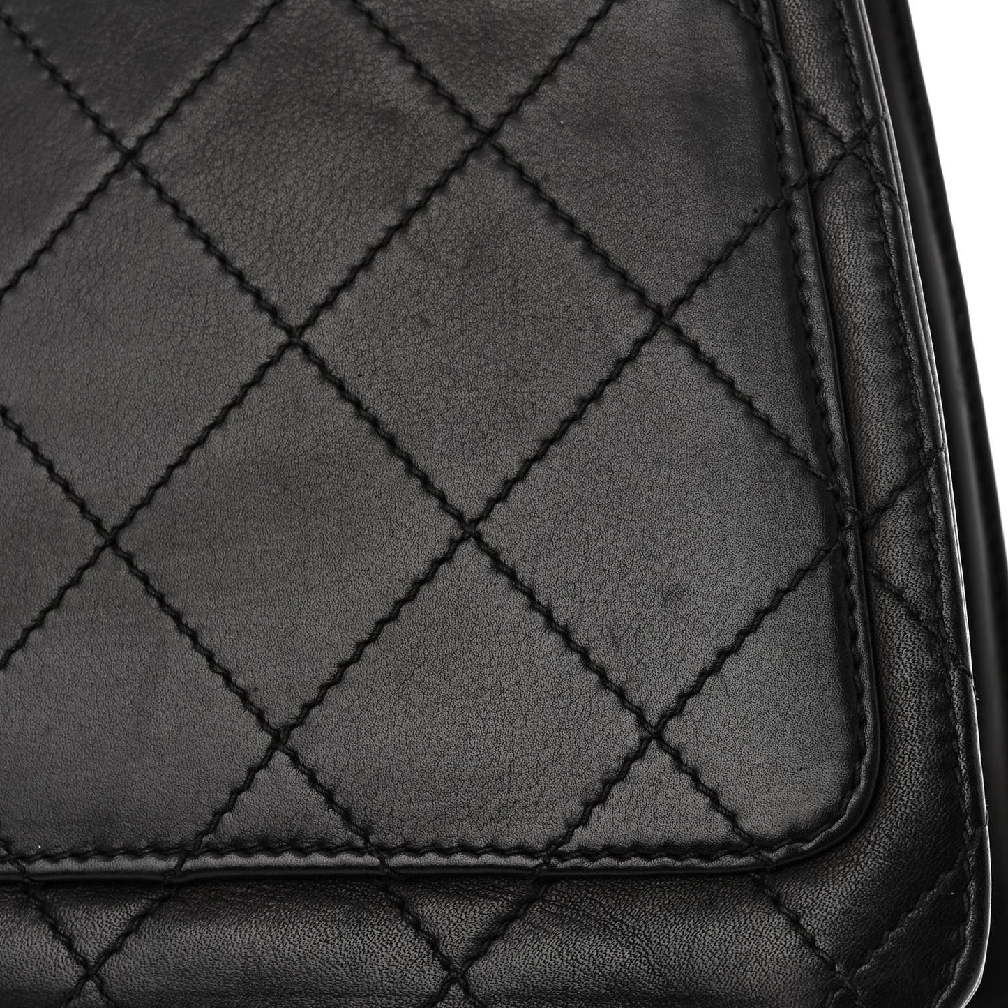 Lambskin Quilted CC Flap Shoulder Bag Black