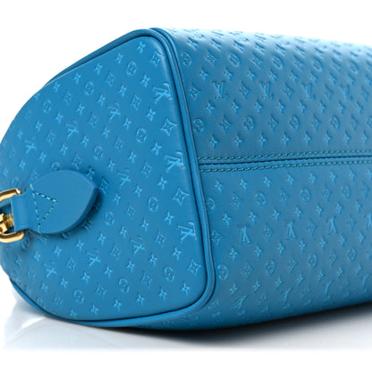 Louis Vuitton Calfskin Nanogram Embossed Speedy Bandouliere 20 Blue 7 of 8