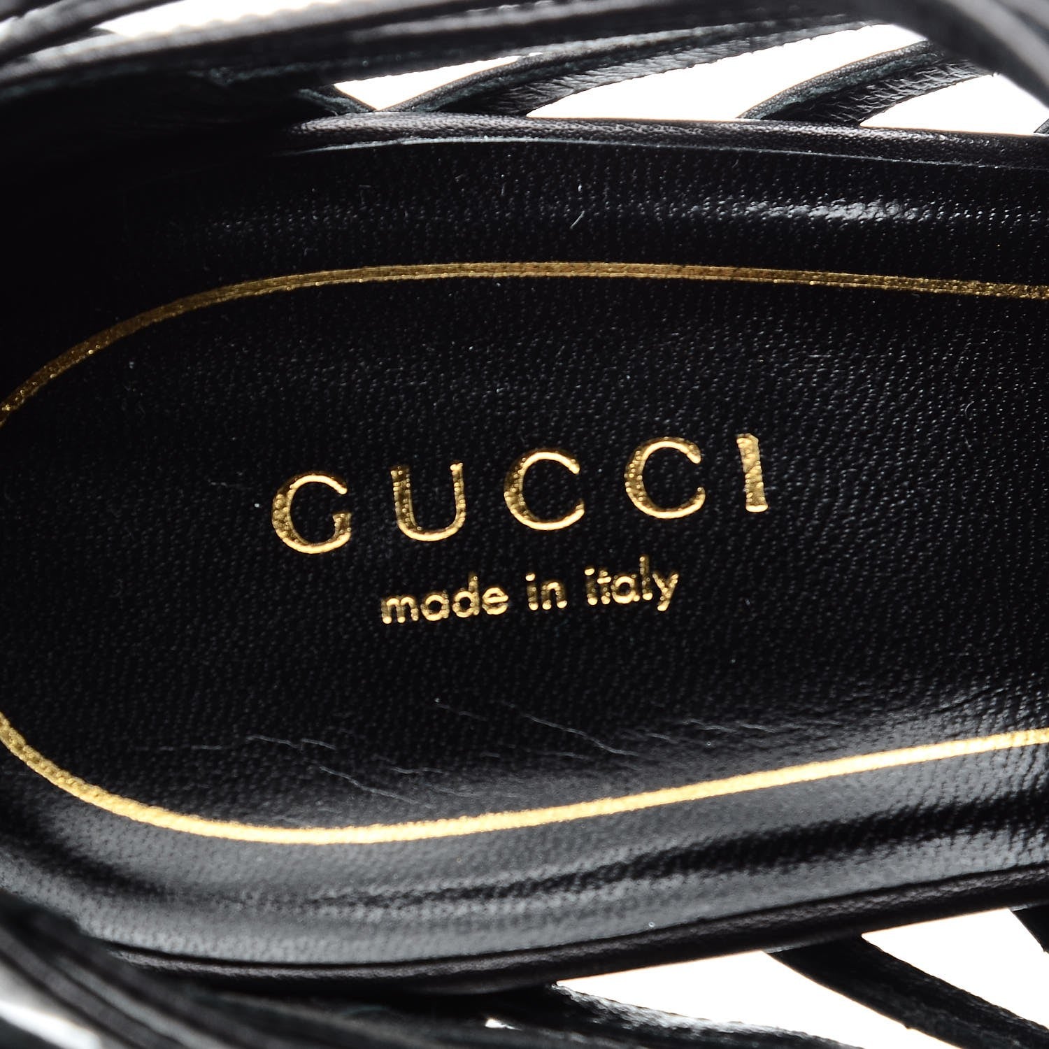 Gucci Saddle Soft Lux Peep Toe Caged Sandals 39 Black 10 of 11