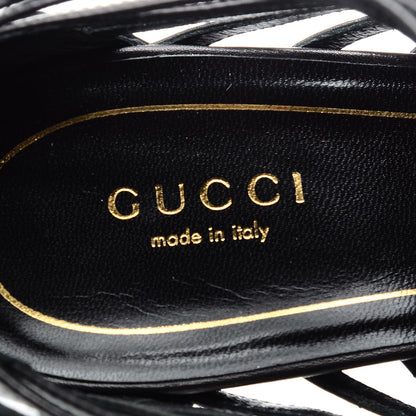 Gucci Saddle Soft Lux Peep Toe Caged Sandals 39 Black 10 of 11