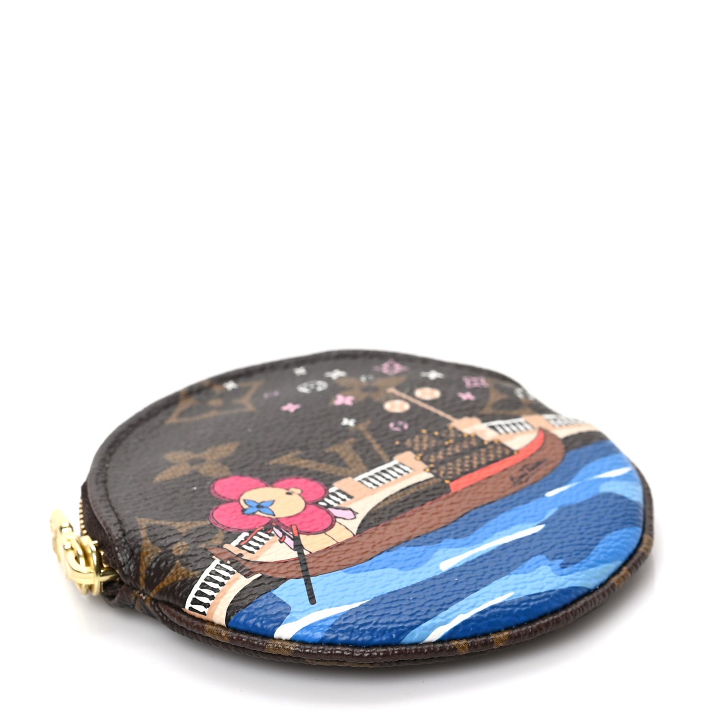 Monogram 2019 Christmas Animation Round Coin Purse Blue