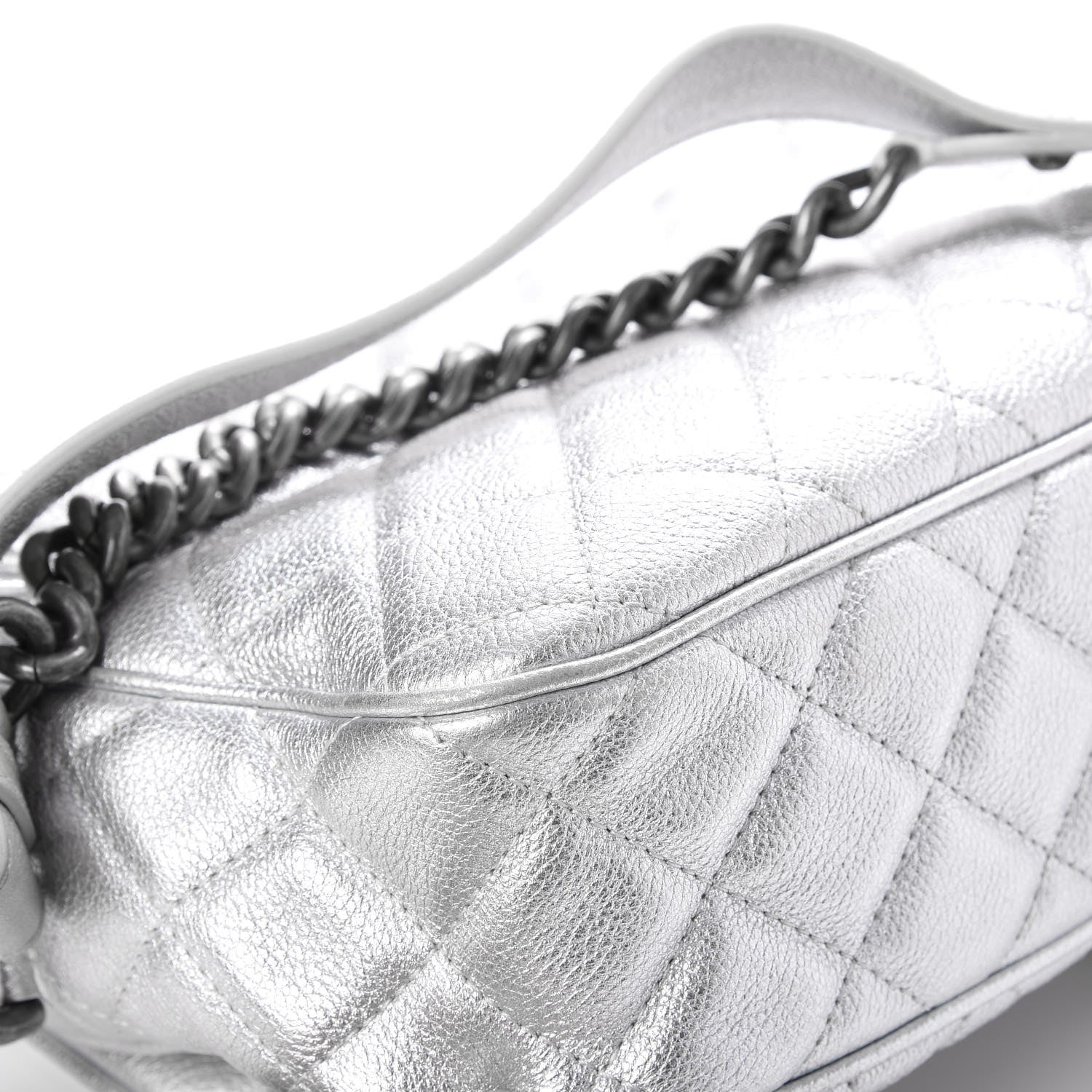 Chanel Metallic Calfskin Quilted Medium Casual Rock Flap Silver 12 of 15