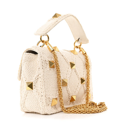 Valentino Garavani Knit Medium Roman Stud Shoulder Bag Ecru 3 of 9