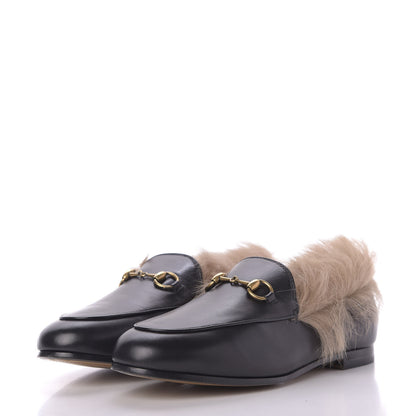 Gucci Malaga Kid Fur Womens Jordaan Loafers 36.5 Black Natural 3 of 11