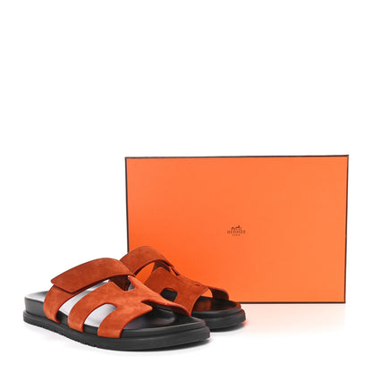 Hermes Suede Goatskin Womens Chypre Sandals 40 Orange Canyon 8 of 8