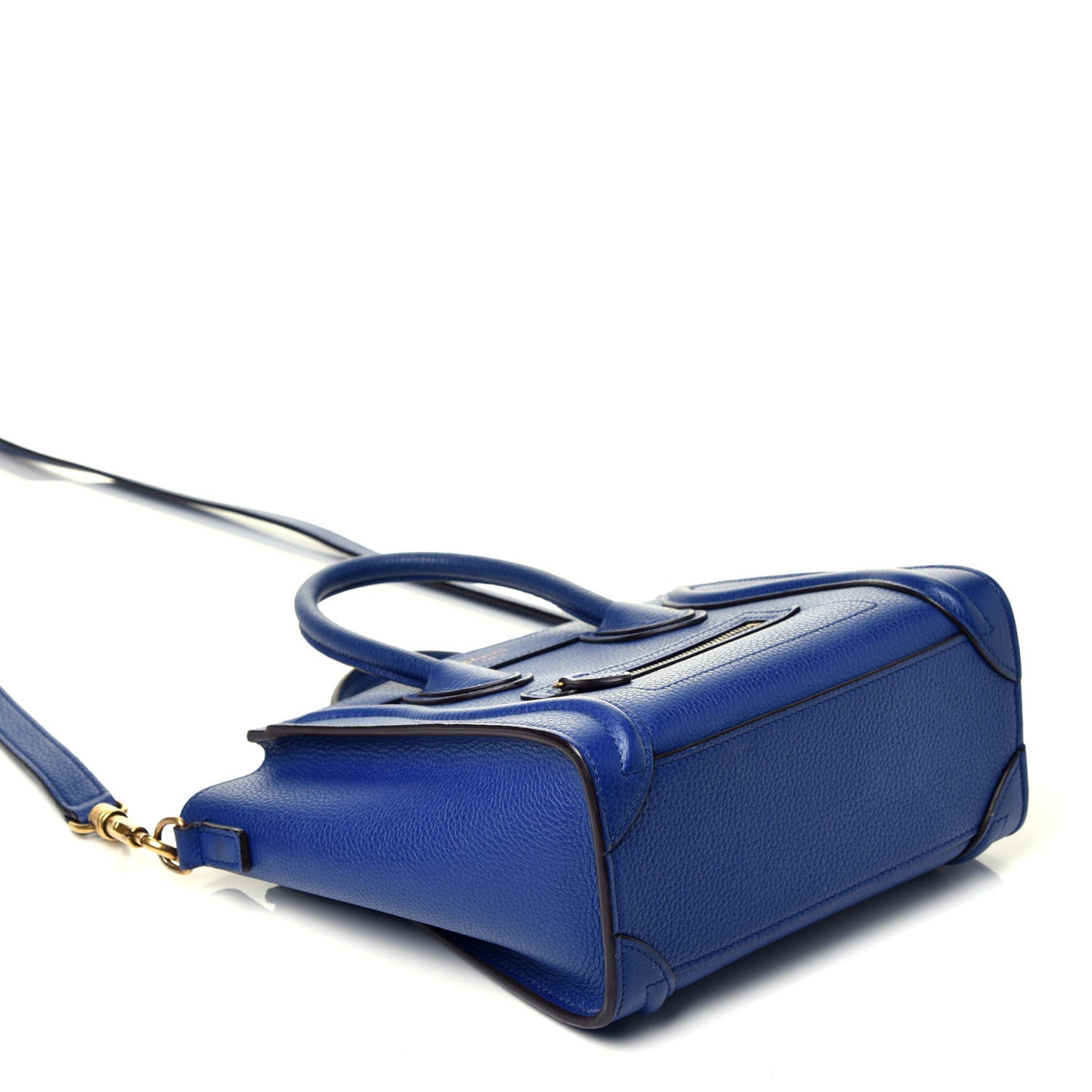 Celine Drummed Calfskin Nano Luggage Indigo 5 of 10