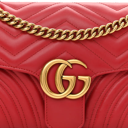 Gucci Calfskin Matelasse Small GG Marmont Shoulder Bag Hibiscus Red 8 of 11