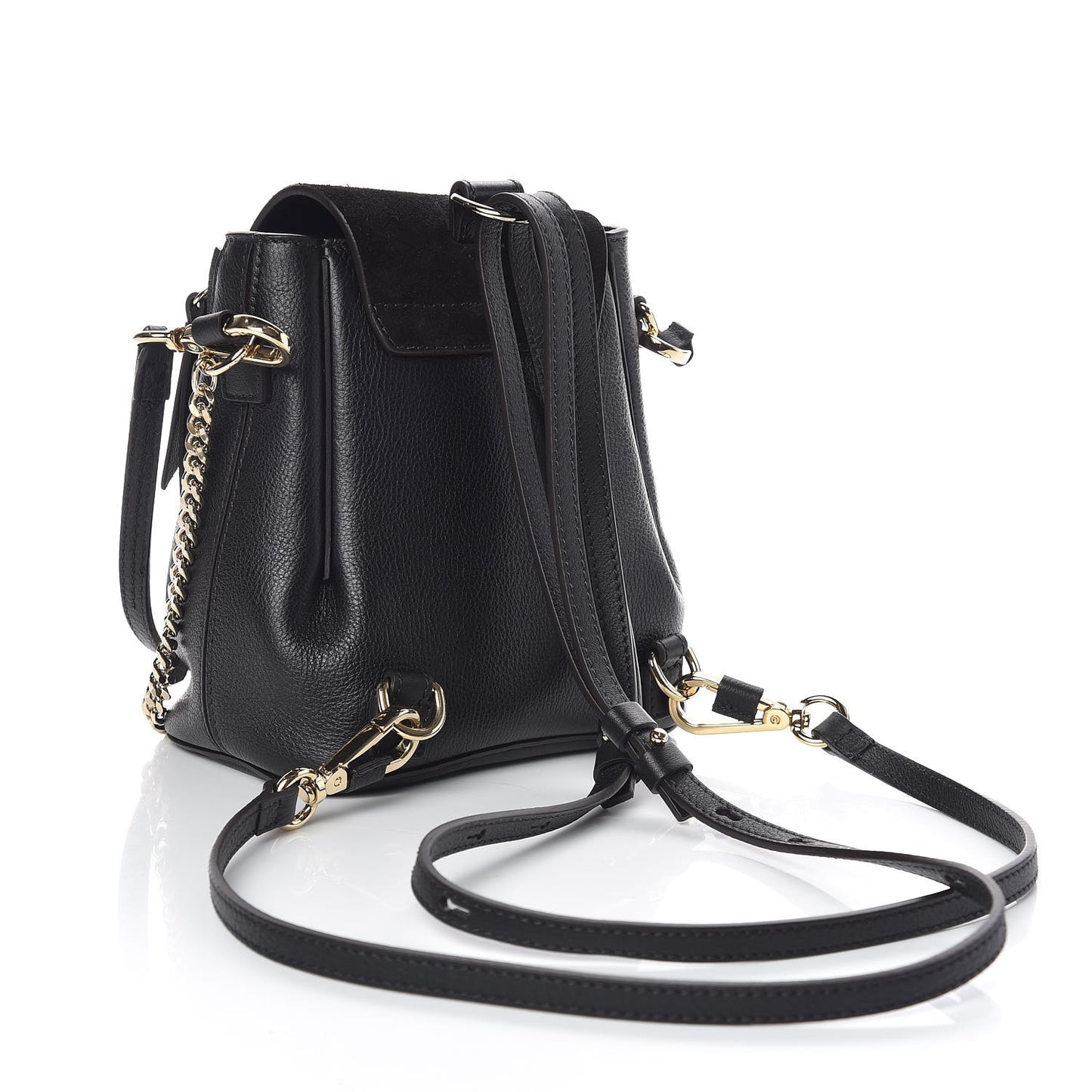 Suede Calfskin Mini Faye Backpack Black