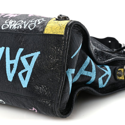Balenciaga Agneau Graffiti All Over Classic Hardware City Black Multicolor 10 of 10