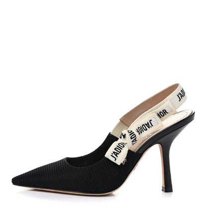 Christian Dior Technical Canvas Ribbon J'Adior Slingback 100mm Pumps 36.5 Black 1 of 9