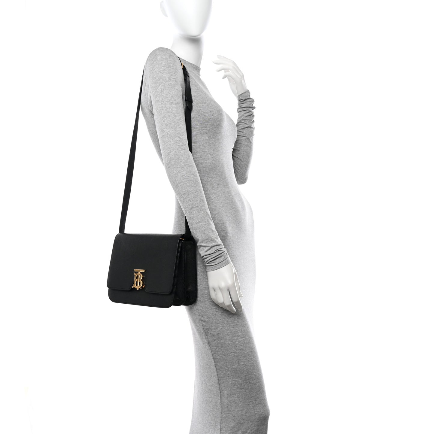 Grained Calfskin Medium TB Bag Black