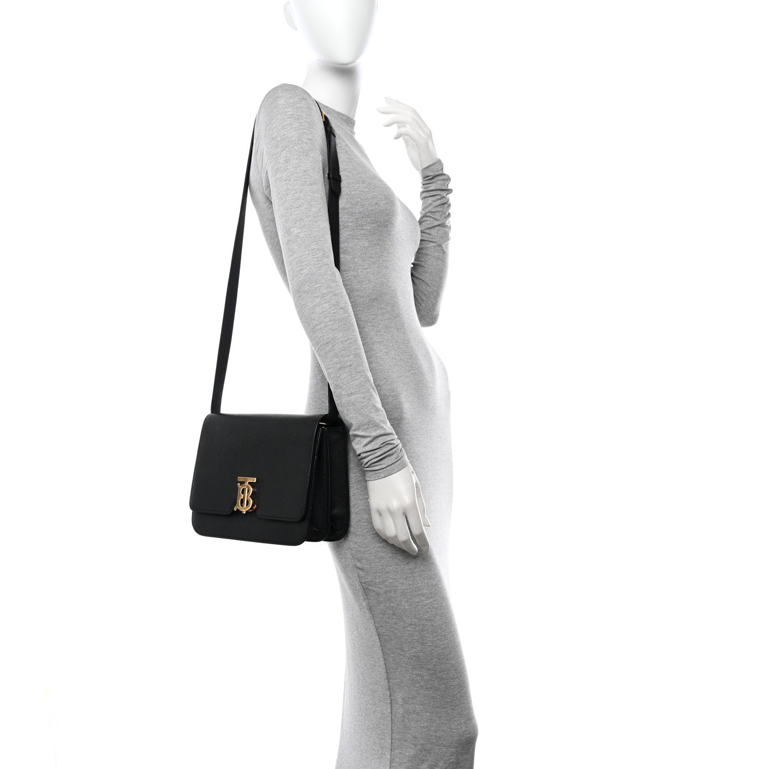 Burberry Grained Calfskin Medium TB Bag Black 2 of 10