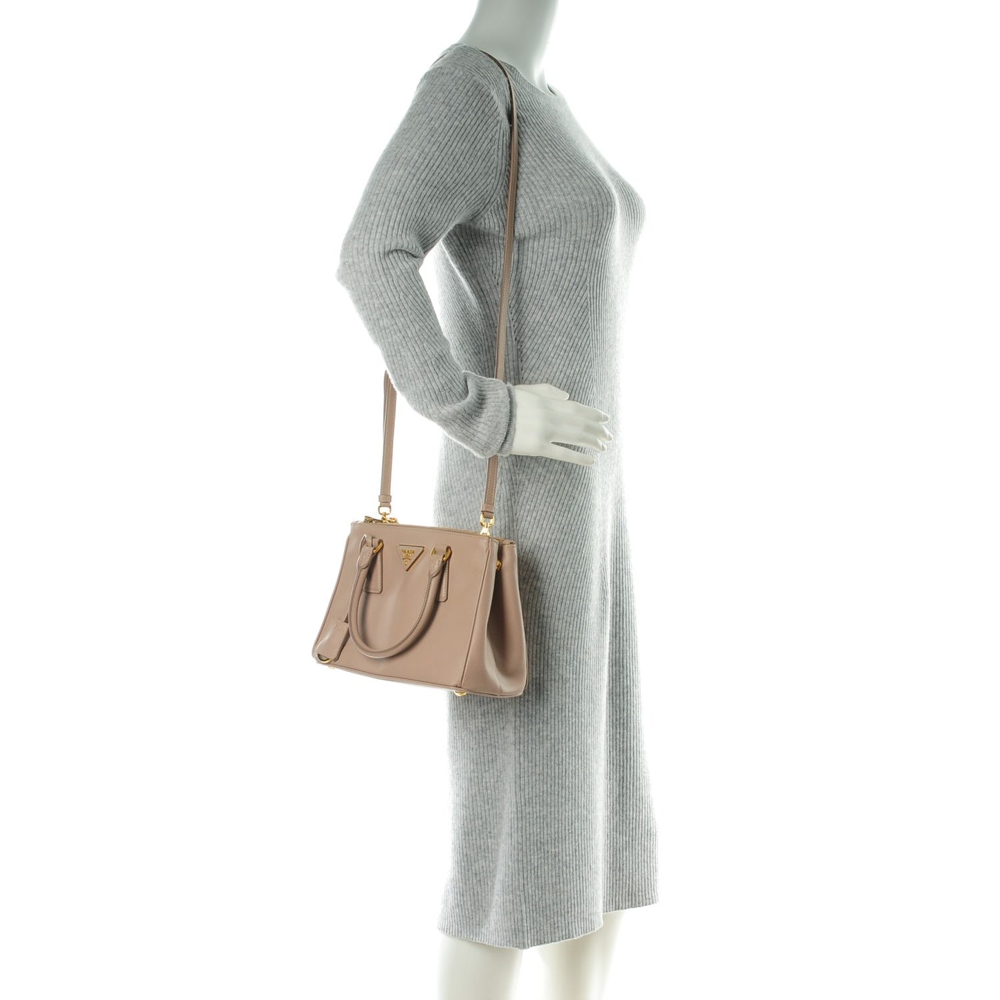 Saffiano Mini Galleria Double Zip Tote Cammeo