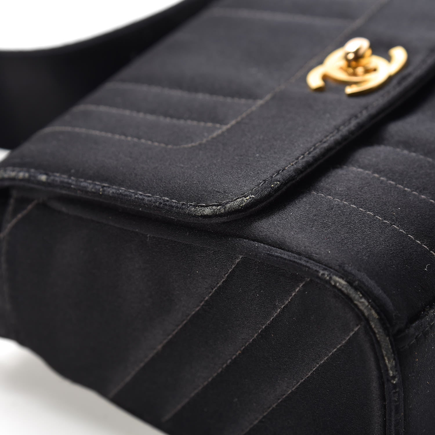 Chanel Satin Vertical Quilt Mini Flap Shoulder Bag Black 11 of 15