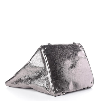 Chanel Metallic Cracked Calfskin Modern Chain Tote Dark Silver 4 of 10