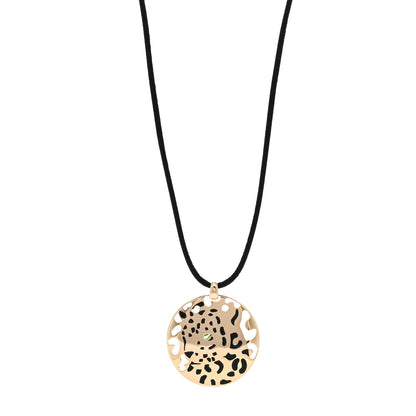 Cartier 18K Yellow Gold Enamel Tsavorite Panthere De Cartier Pendant Cord Necklace 1 of 3