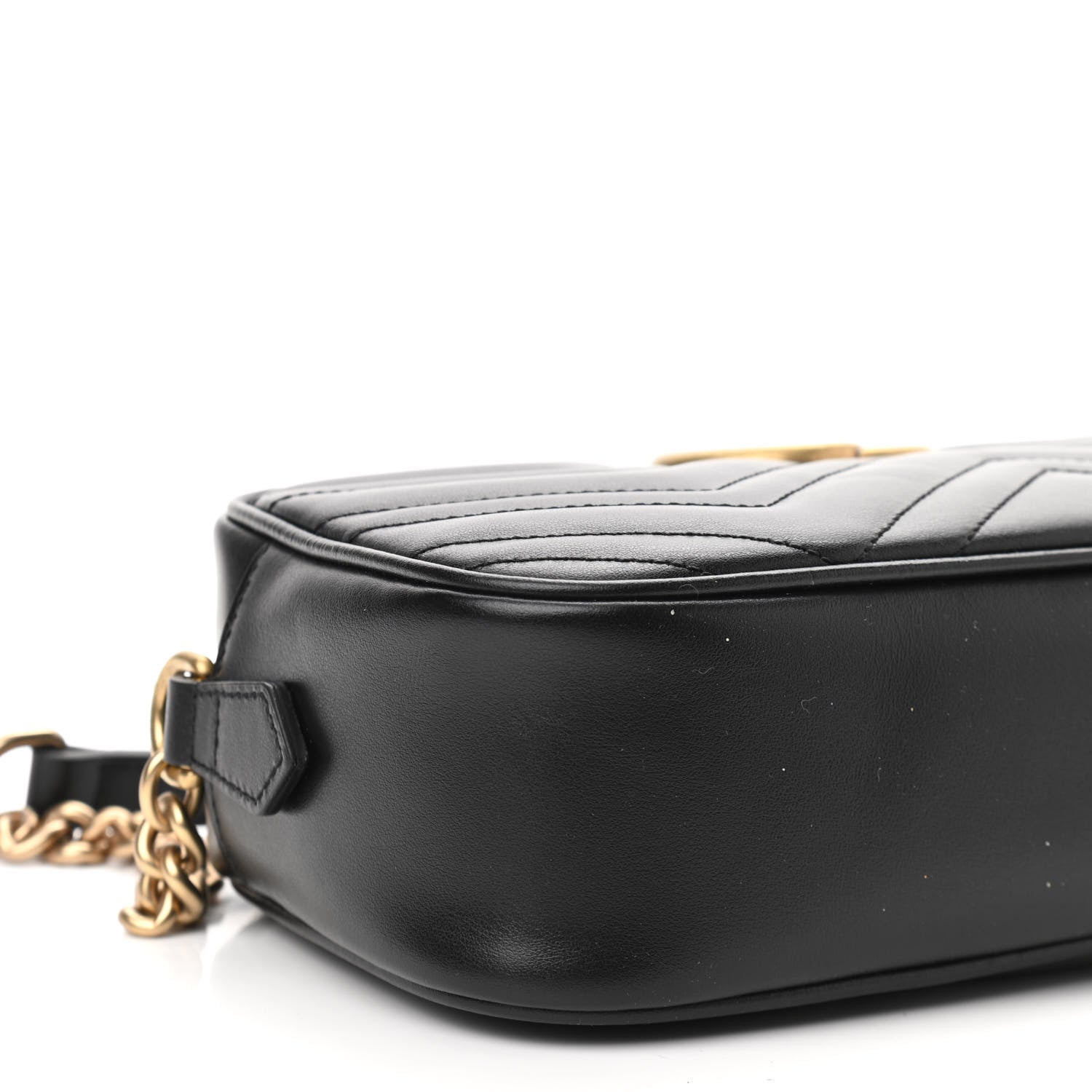 Gucci Calfskin Matelasse Small GG Marmont Chain Shoulder Bag Black 9 of 13