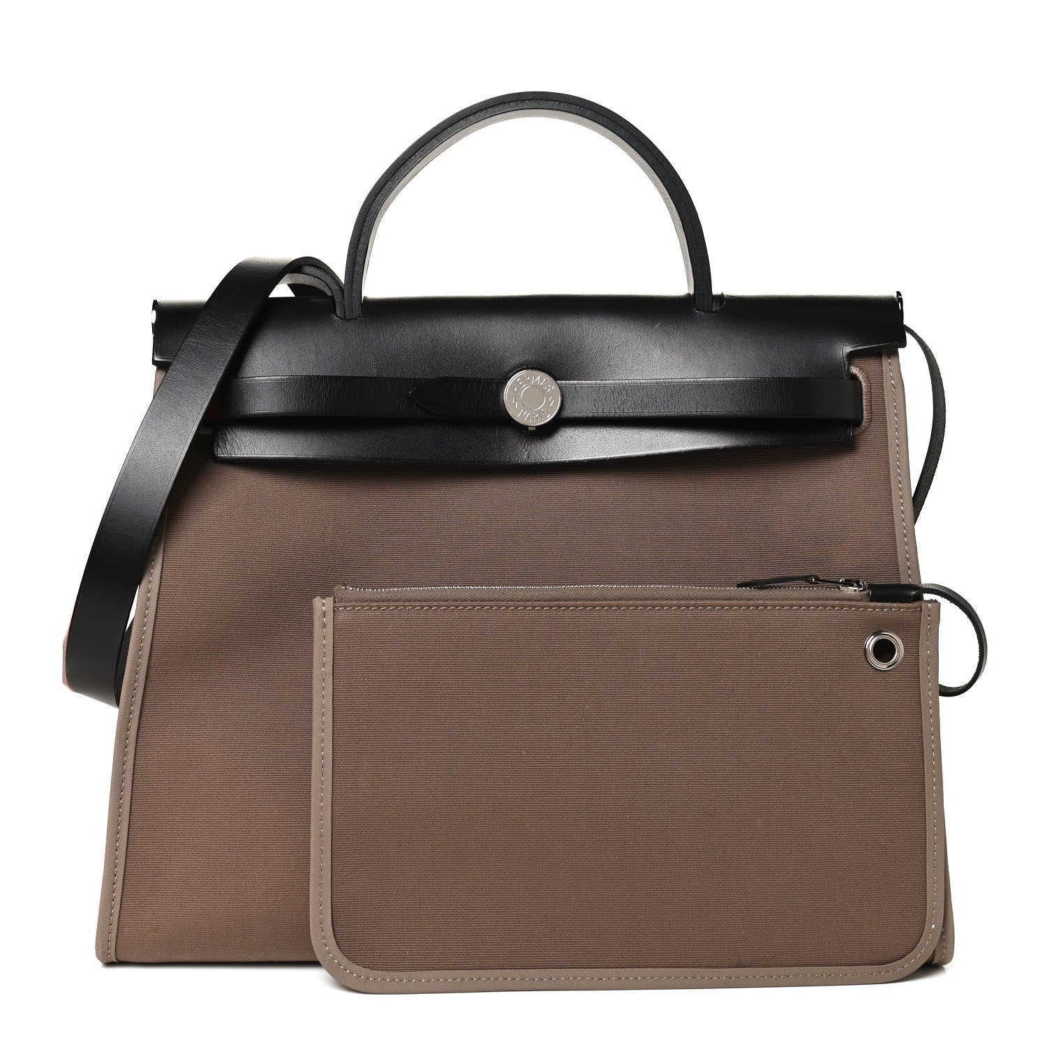 Hermes Vache Hunter Toile Officier Herbag Zip PM 31 Etoupe Black 1 of 9