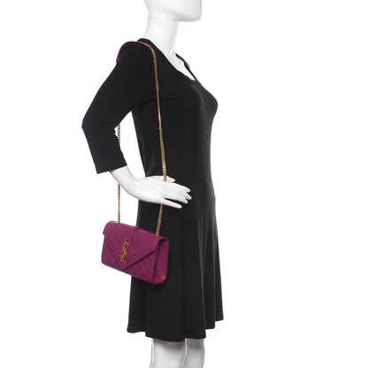 Saint Laurent Grain De Poudre Textured Mixed Matelasse Triquilt Small Monogram Satchel Dark Grape 2 of 10