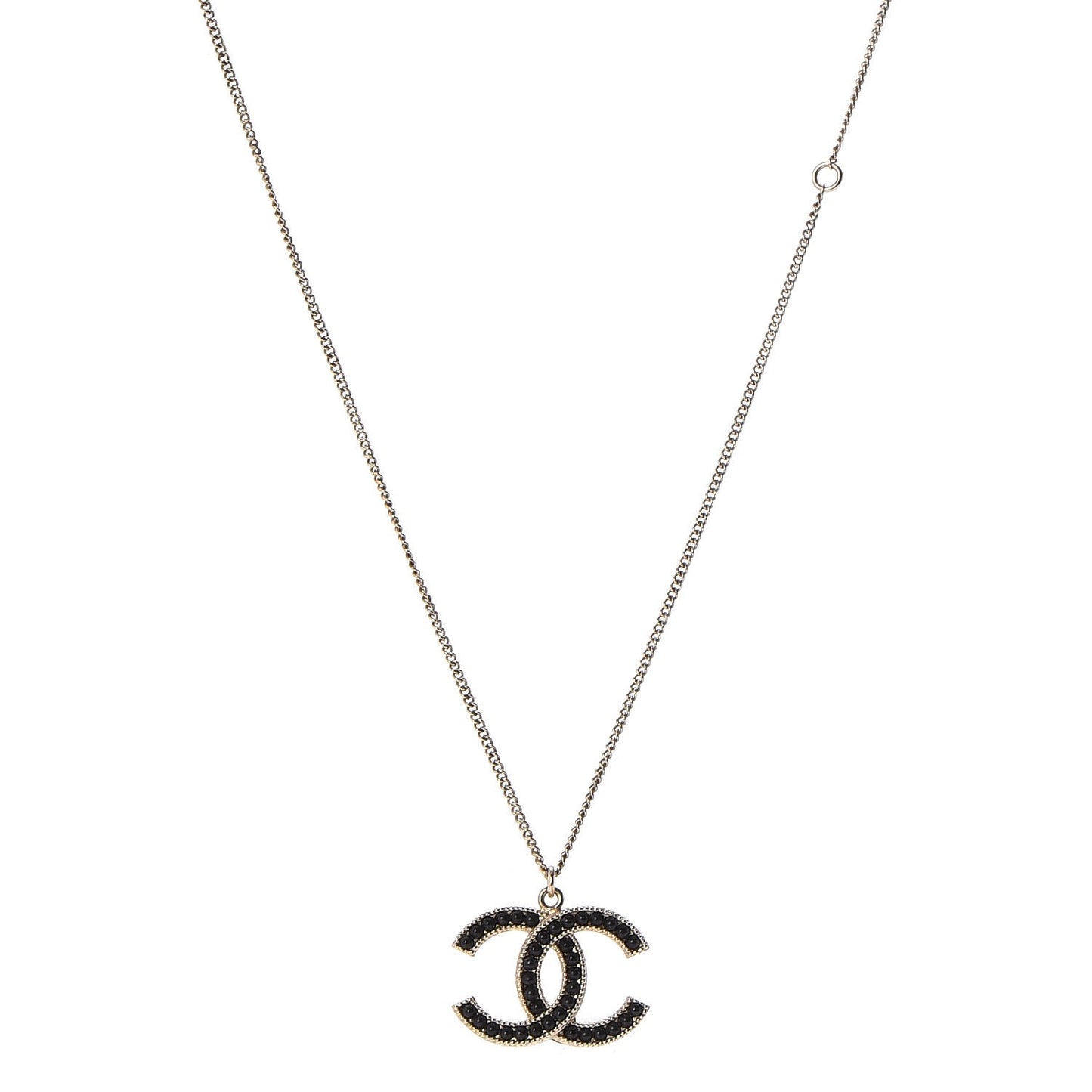 Bead CC Pendant Necklace Gold Black
