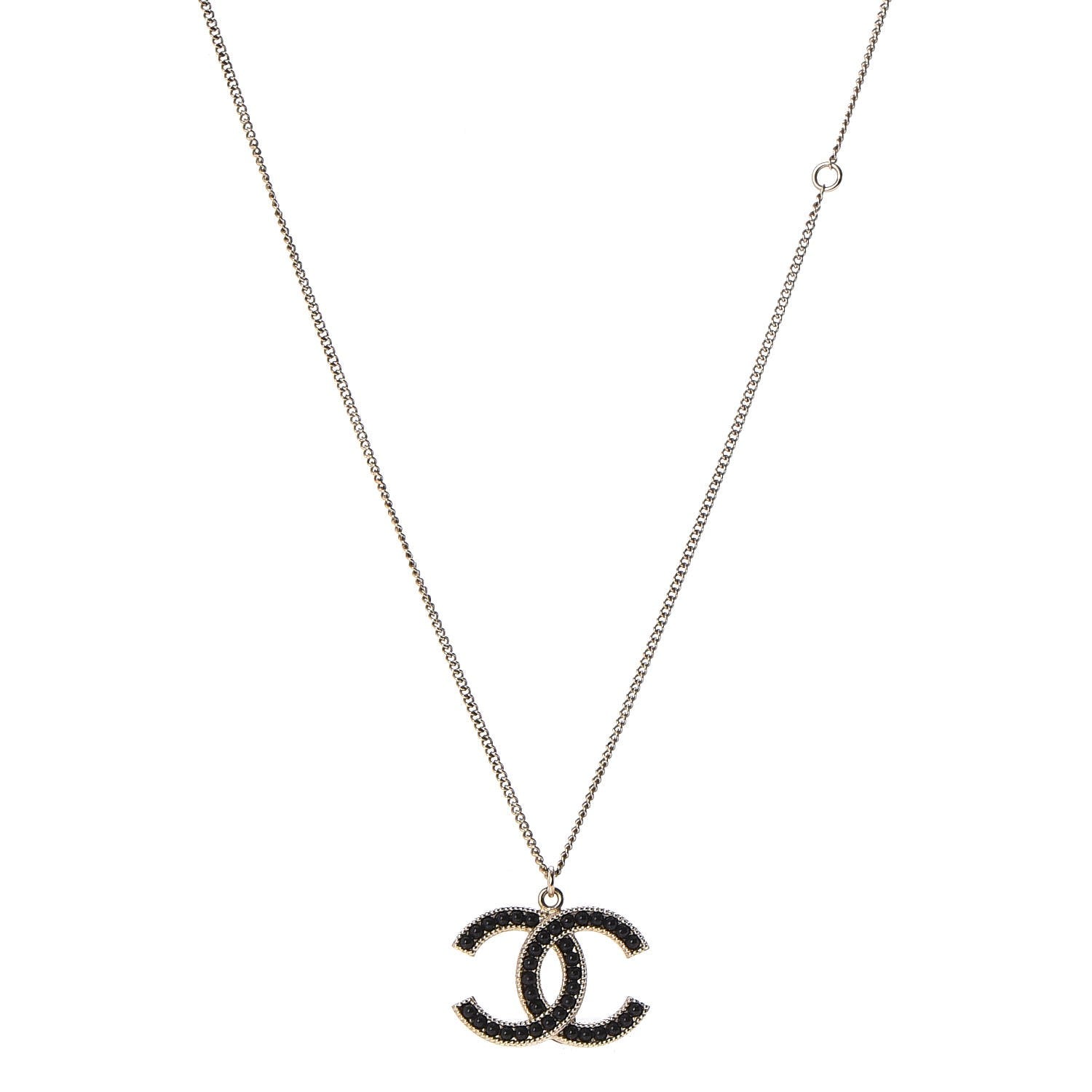 Chanel Bead CC Pendant Necklace Gold Black 1 of 5