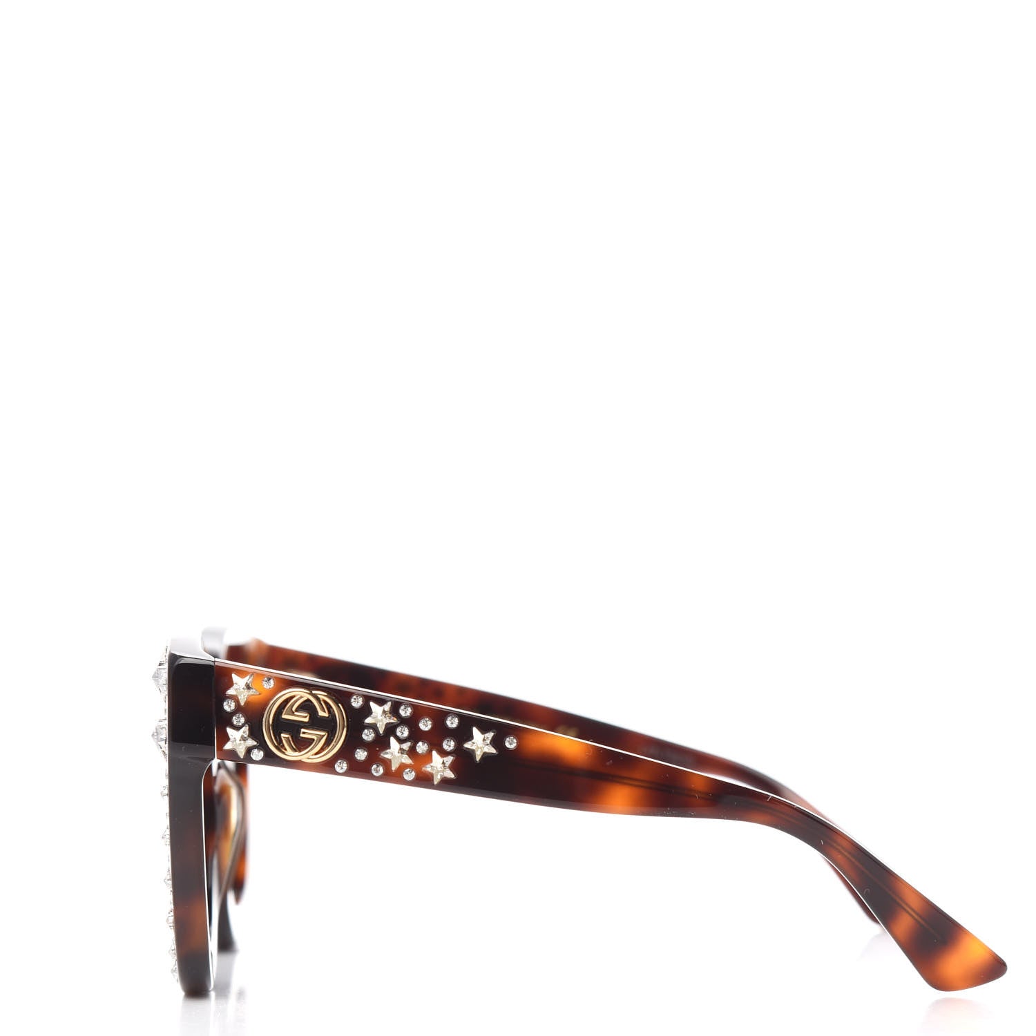 Gucci Acetate Stars Cat Eye Sunglasses GG0116S Havana 3 of 7
