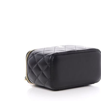 Chanel Lambskin Quilted Small Vanity Case With Chain Black 6 of 11