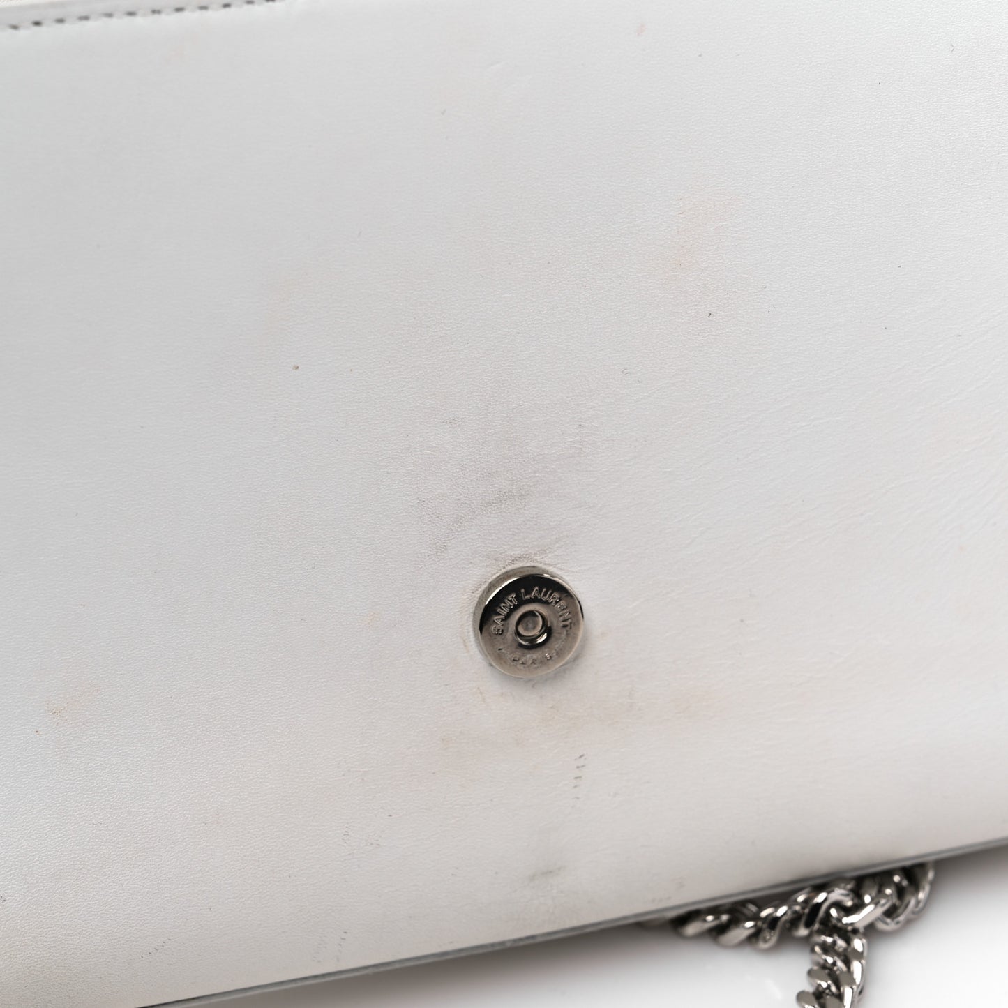 Smooth Calfskin Medium Classic Monogram Kate Tassel Satchel White