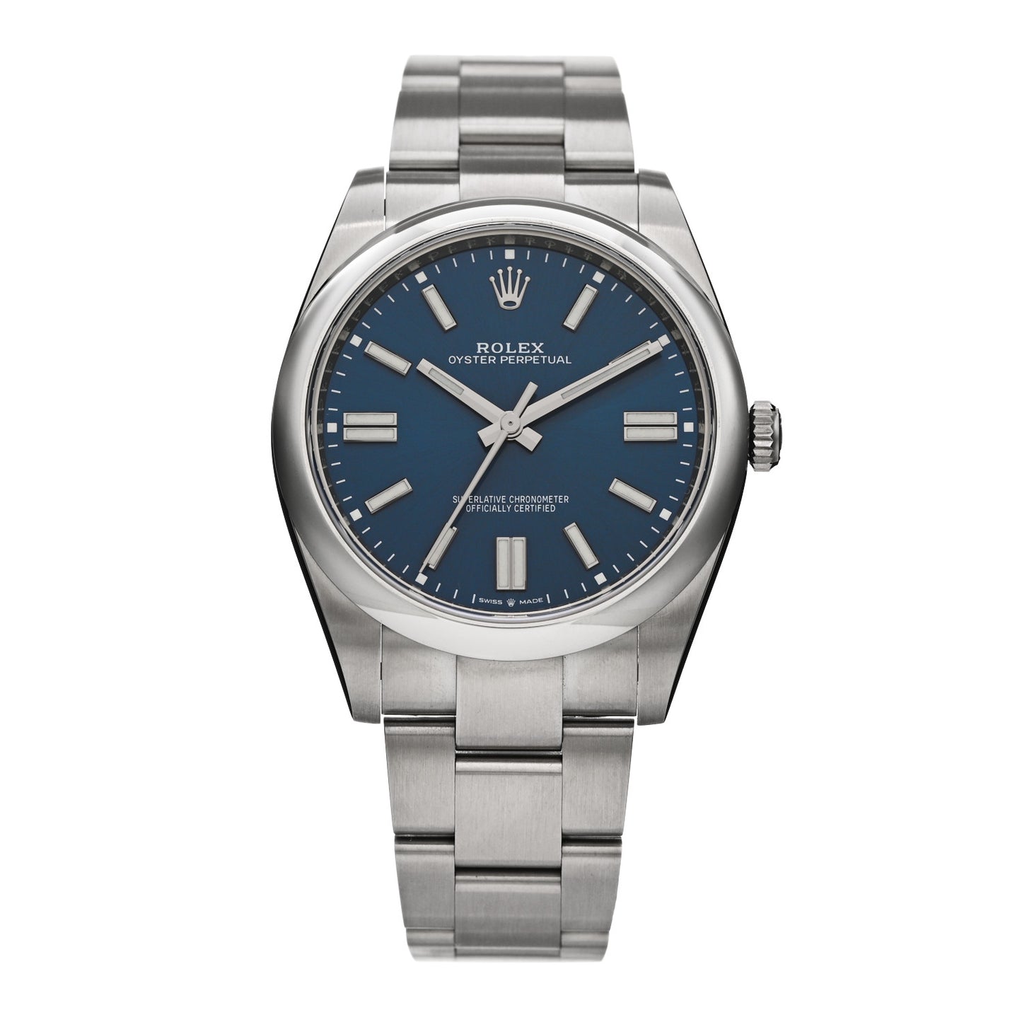 Stainless Steel 41mm Oyster Perpetual Watch Bright Blue 124300