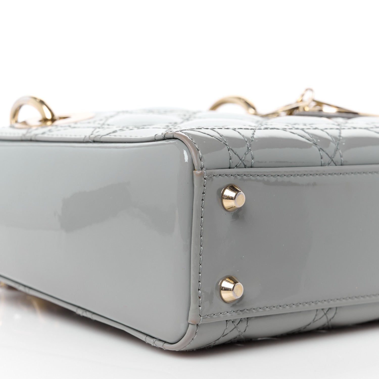 Christian Dior Patent Cannage Mini Lady Dior Grey Stone 9 of 11