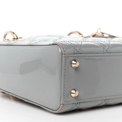 Christian Dior Patent Cannage Mini Lady Dior Grey Stone 9 of 11