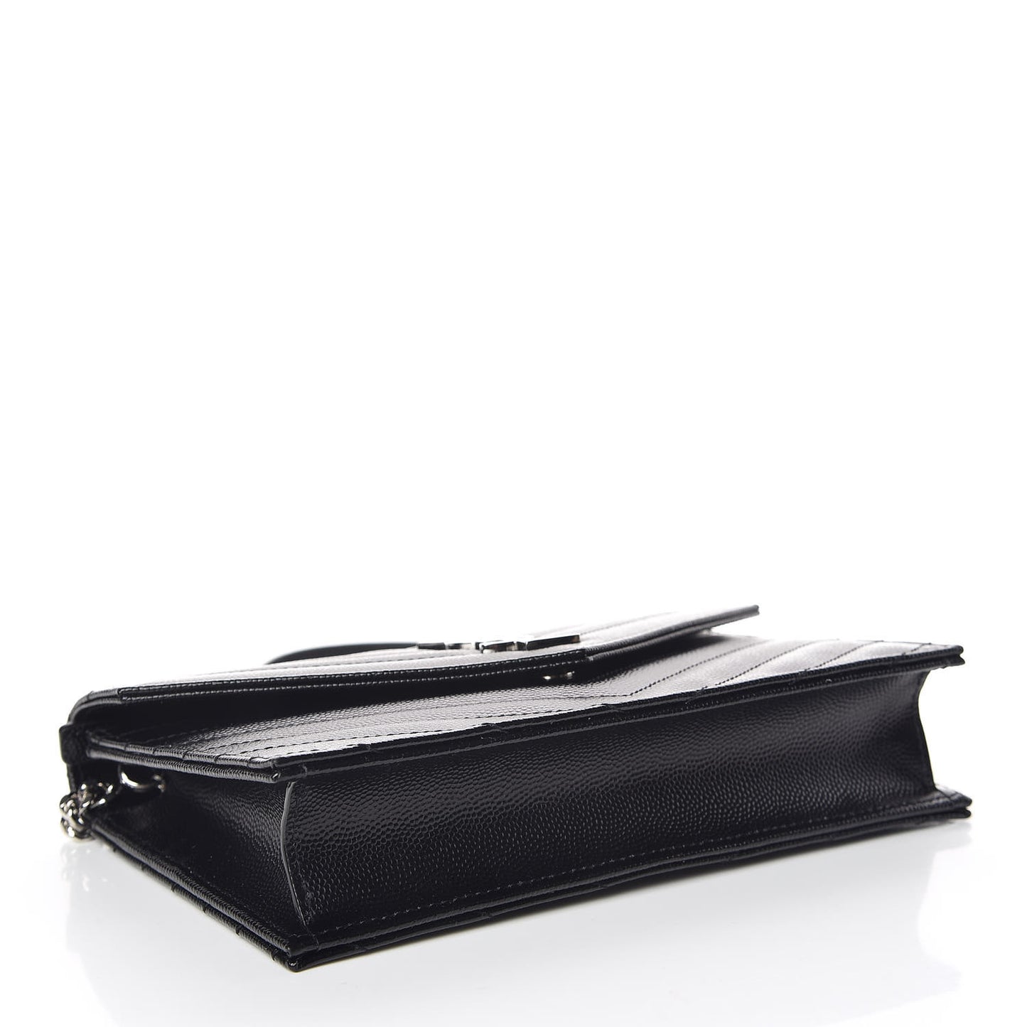 Grain De Poudre Matelasse Chevron Monogram Envelope Chain Wallet Black