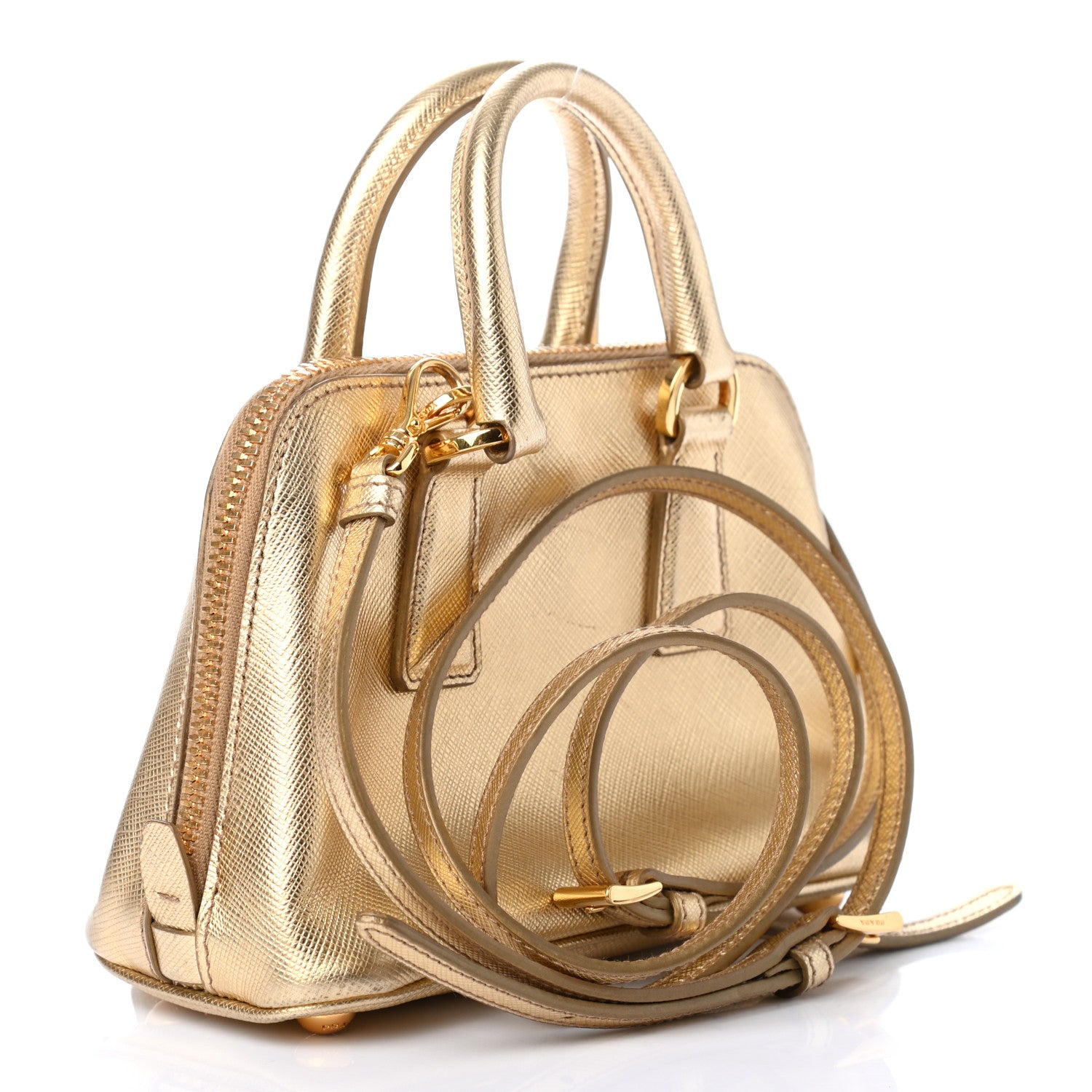 Prada Saffiano Lux Mini Promenade Tote Cromo 2 of 10