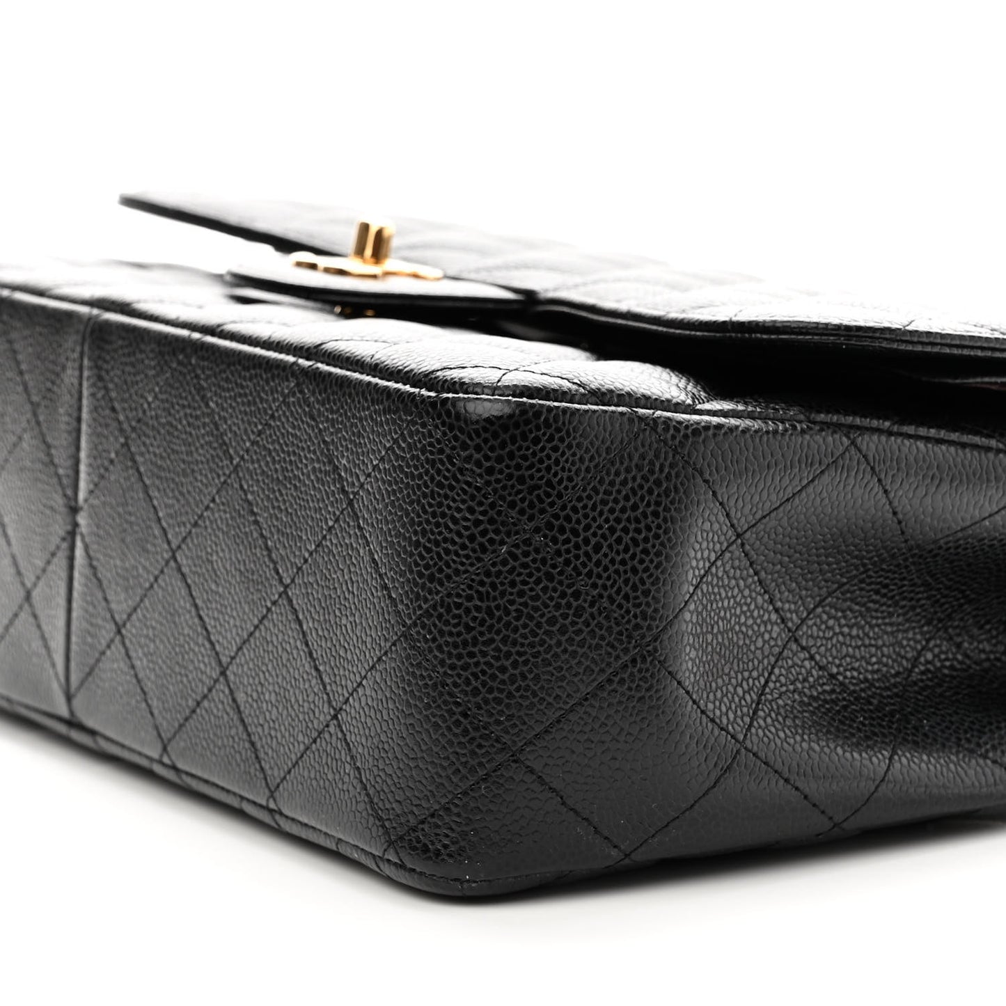 Caviar Quilted Jumbo Double Flap Black