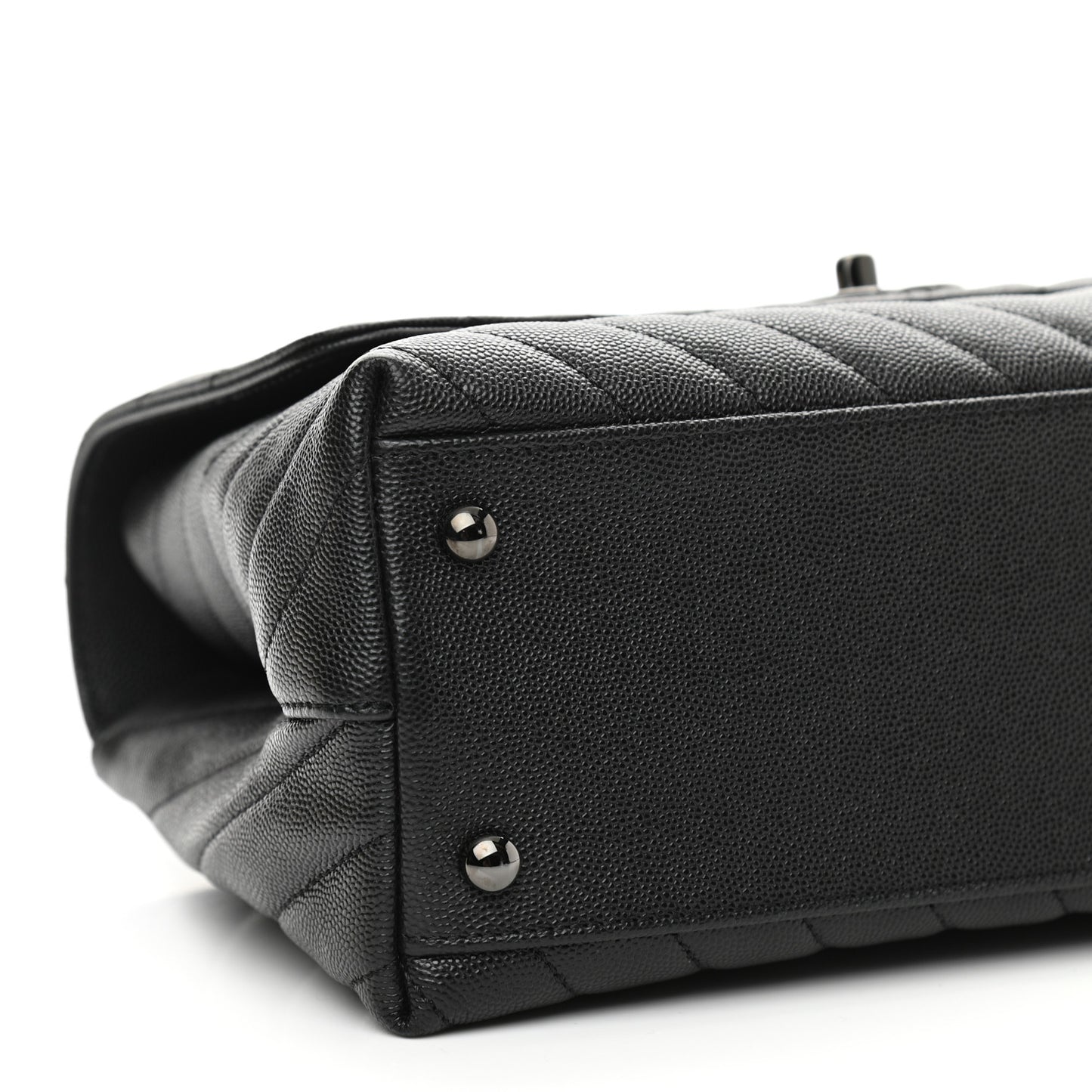 Caviar Chevron Quilted Small Coco Handle Flap So Black