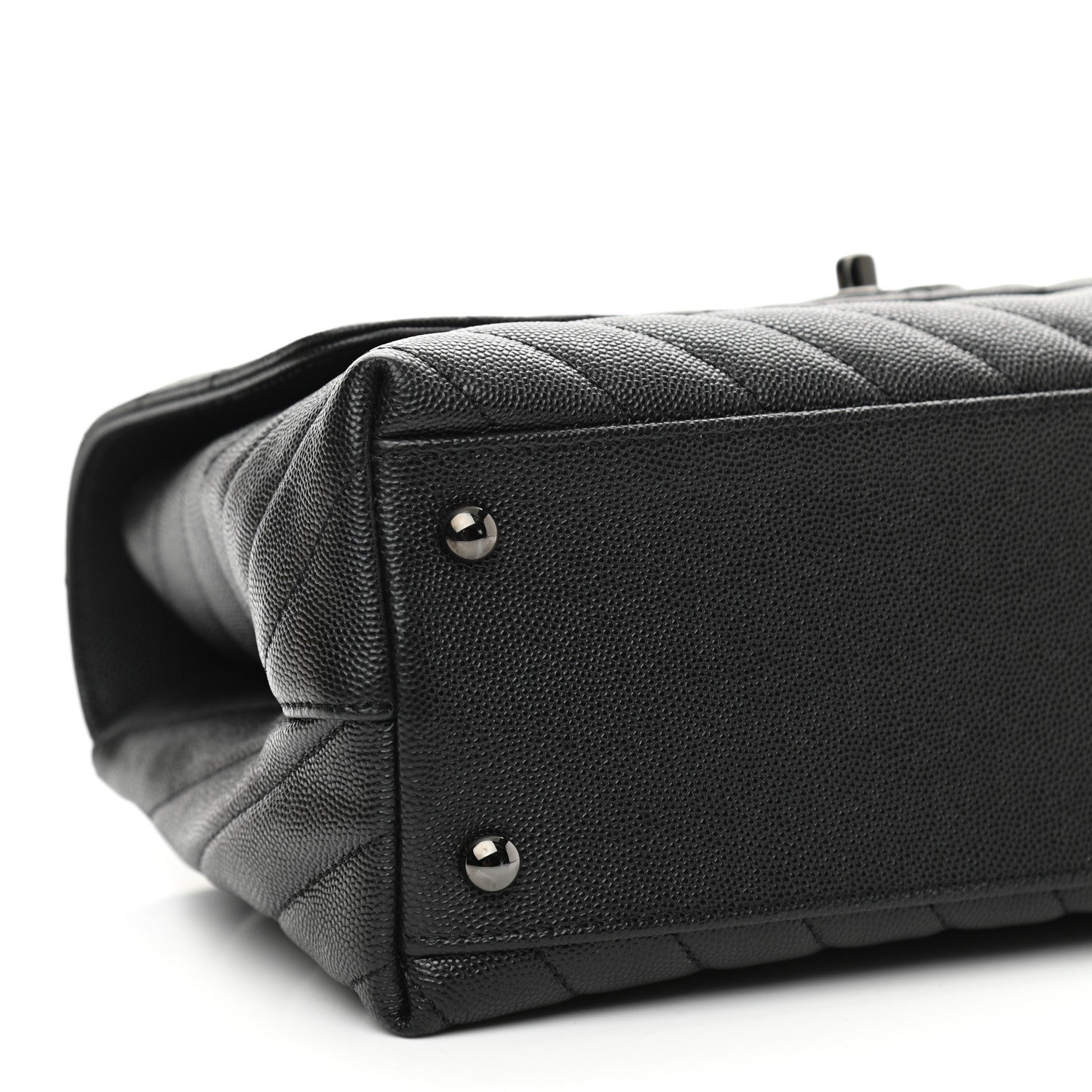 Chanel Caviar Chevron Quilted Small Coco Handle Flap So Black 9 of 10