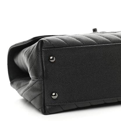 Chanel Caviar Chevron Quilted Small Coco Handle Flap So Black 9 of 10
