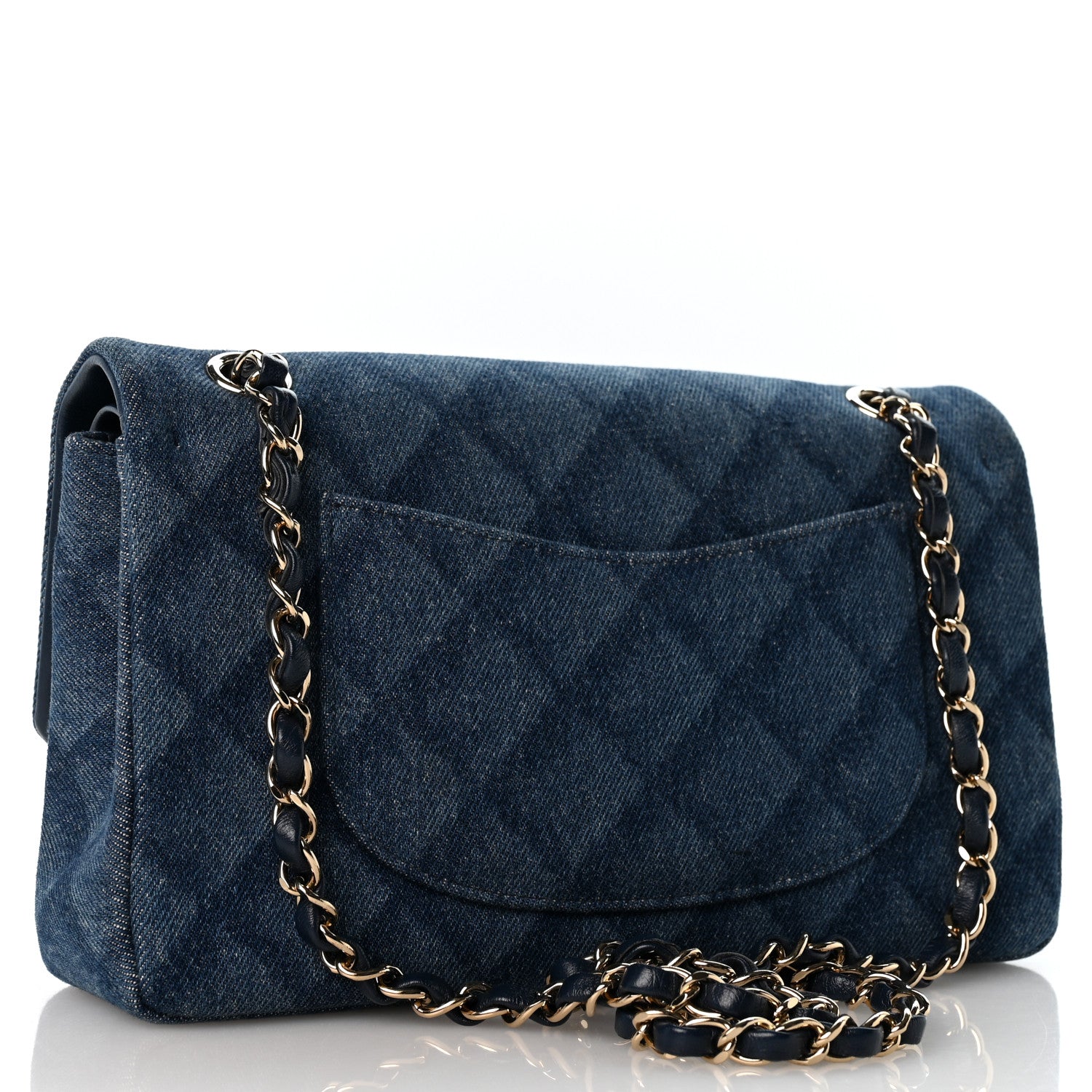 Chanel Printed Denim Quilted Medium Double Flap Light Blue 3 of 11